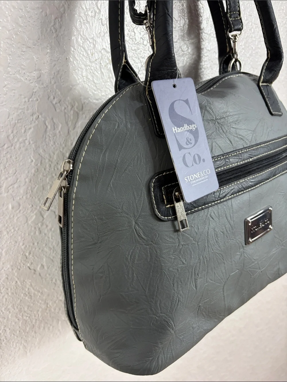Stone & Co. Gray and Black Women’s Shoulder Satchel - Picture 7 of 17